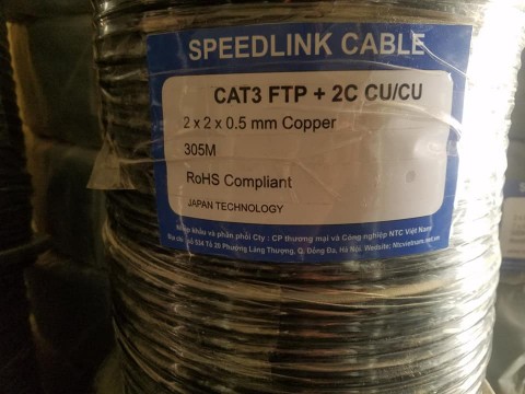SPEED LINK Cat3 FTP + 2C (Cáp mạng 4 lõi đồng, chống nhiễu, kèm nguồn)